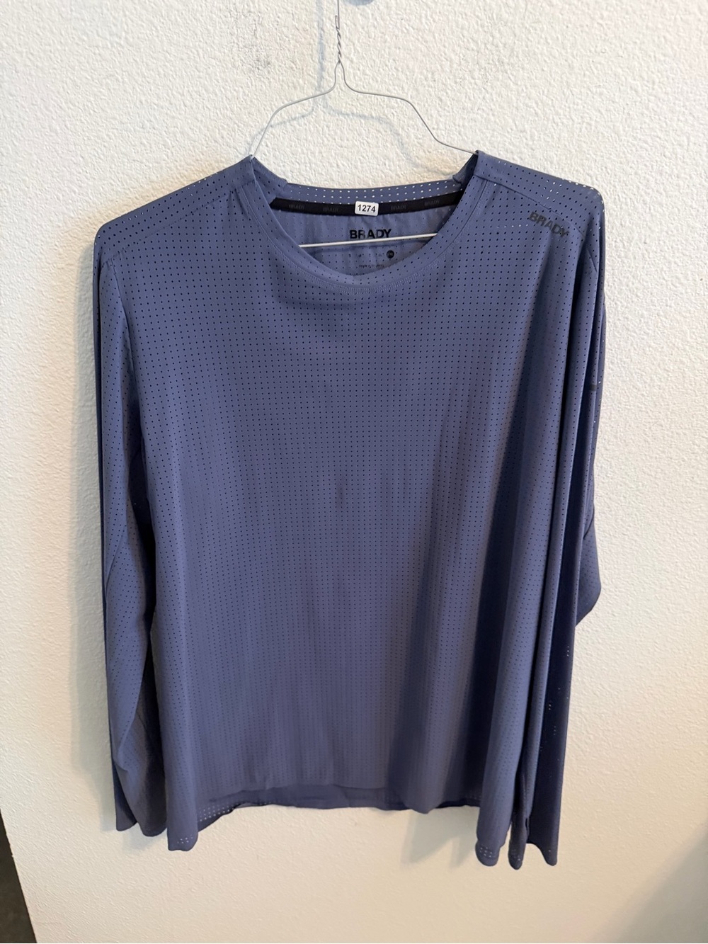 Brady Men's Perforated Long Sleeve Tee - Slate Blue